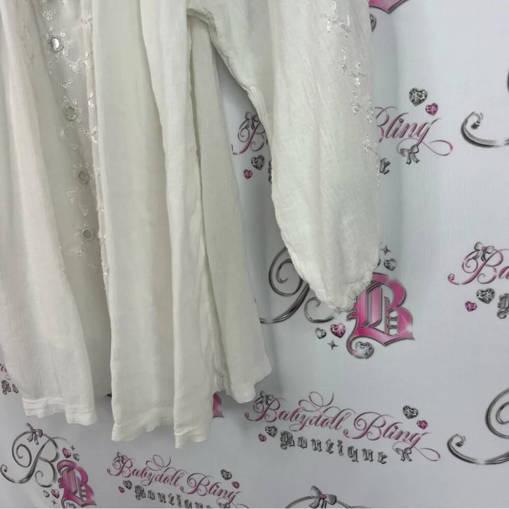 Yaya long sleeve blouse holographic sequins White Embellished Women's Blouse